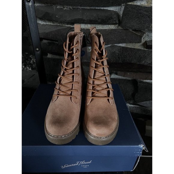 Women's Ophelia Memory Foam Combat Boots Universal Thread Tan Size 7.5 - Picture 3 of 12